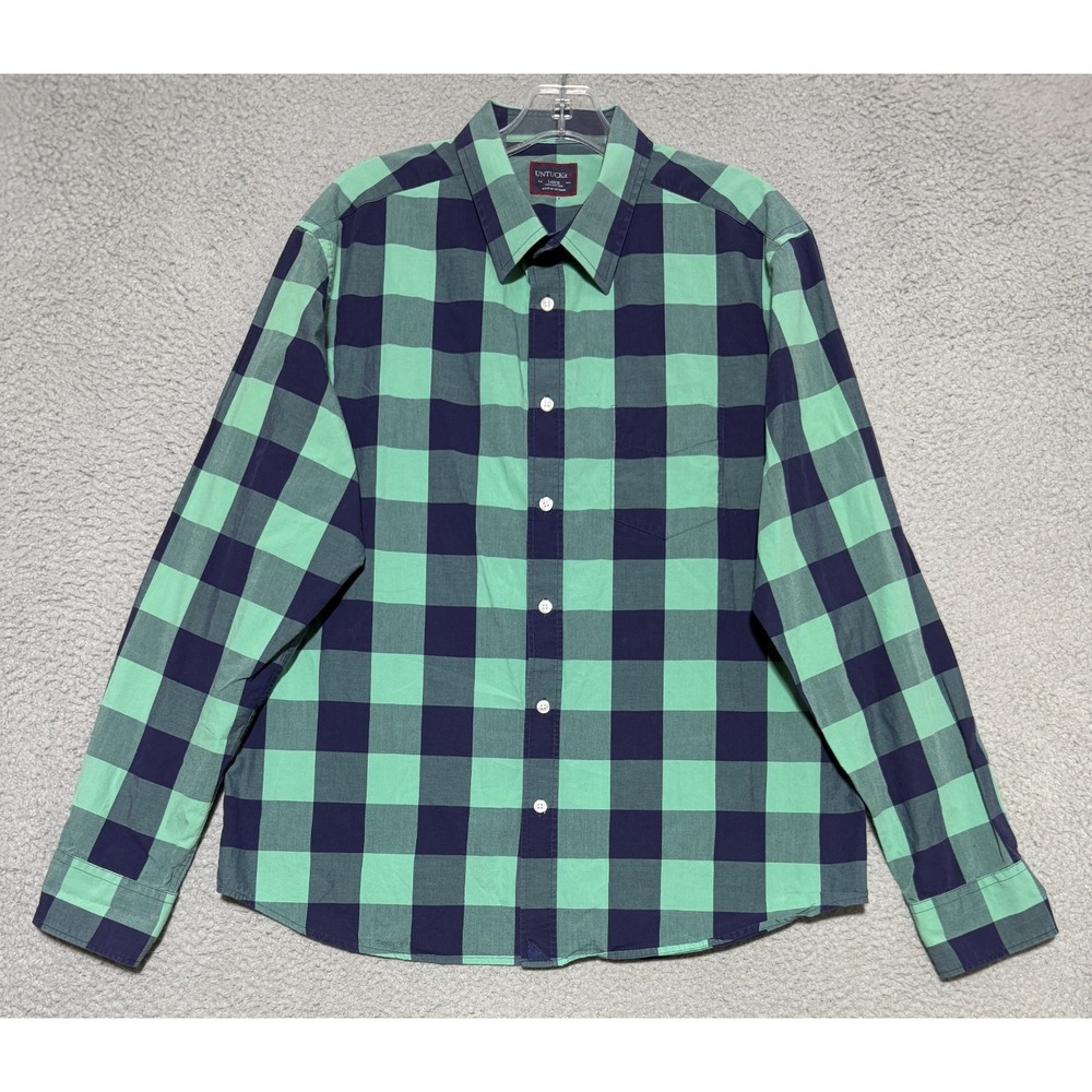 Untuckit long sleeve button up plaid shirt Mens Large